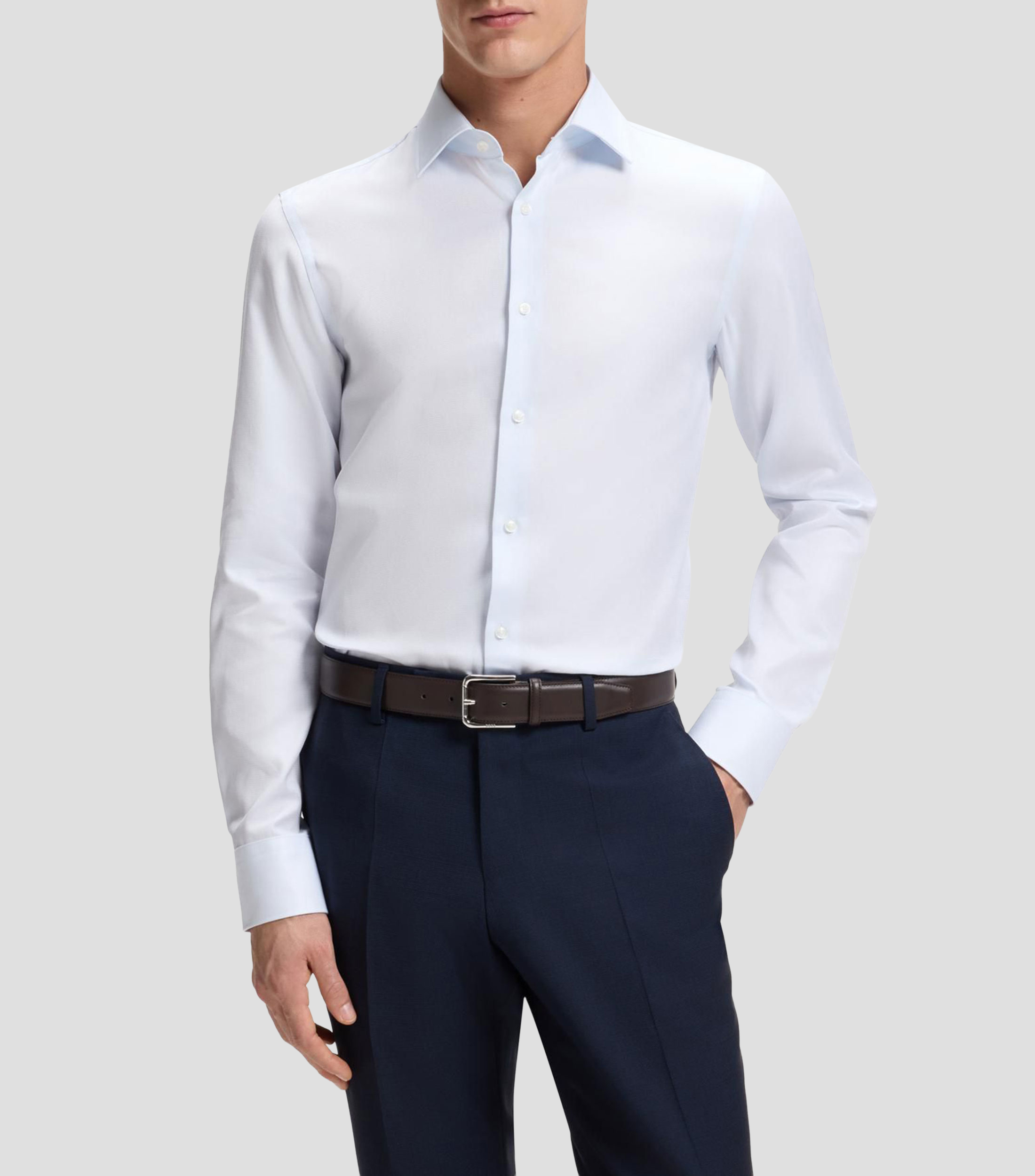 Camisa slim en elegante algodón italiano Hombre